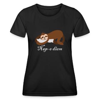 Fatigué Dormir Lit Sieste Sommeil - T-shirt sport Femme - noir - Devant - AI Model Female 172 light (172cm)