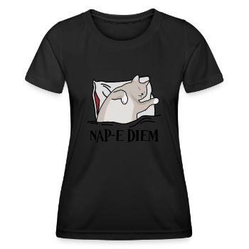 Tired Sleeping Cat Bed Nap Sleep - Frauen Funktions-T-Shirt - Schwarz - Vorne - AI Model Female 172 light (172cm)