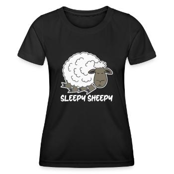 Dormir Mouton Fatigué Sieste Sommeil - T-shirt sport Femme - noir - Devant - AI Model Female 172 light (172cm)