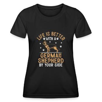 La vie est meilleure avec un berger allemand à vos côtés - T-shirt sport Femme - noir - Devant - AI Model Female 172 light (172cm)