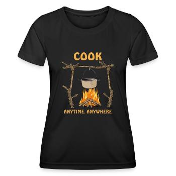 FIRE PIT COOK ANYTIME, ANYWHERE - Women's Functional T-Shirt - black - Front - AI Model Female 172 light (172cm)