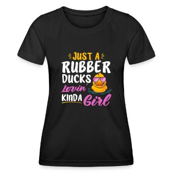 Quietscheentchen Quietscheente Gummiente - Frauen Funktions-T-Shirt - Schwarz - Vorne - AI Model Female 172 light (172cm)
