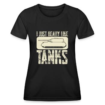 I like Tanks MBT Tank Driver Tank Combat - Frauen Funktions-T-Shirt - Schwarz - Vorne - AI Model Female 172 light (172cm)