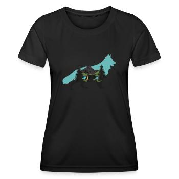 Shepherd Dog Leash German Shepherd - Women's Functional T-Shirt - black - Front - AI Model Female 172 light (172cm)