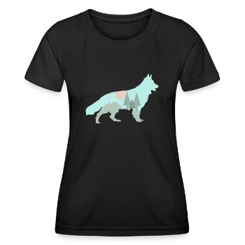 White Shepherd Dog Forest Outdoor - Women's Functional T-Shirt - black - Front - AI Model Female 172 light (172cm)