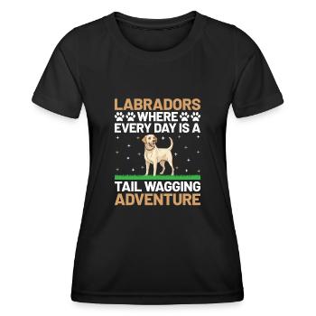 Labradors Where Every Day Is A Tail Wagging Advent - Women's Functional T-Shirt - black - Front - AI Model Female 172 light (172cm)