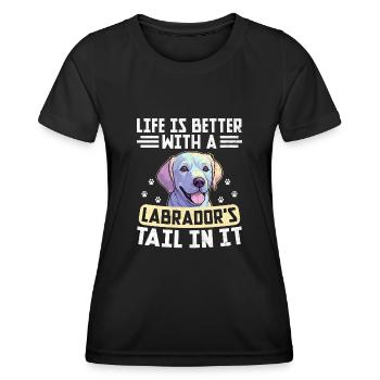 Das Leben Ist Besser Mit Dem Schwanz Eines Labradors Darin Labrad - Frauen Funktions-T-Shirt - Schwarz - Vorne - AI Model Female 172 light (172cm)