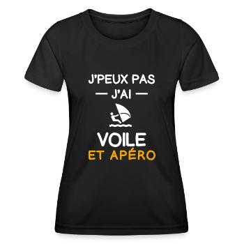 je peux pas j'ai voile apéro planchiste - T-shirt sport Femme - noir - Devant - AI Model Female 172 light (172cm)