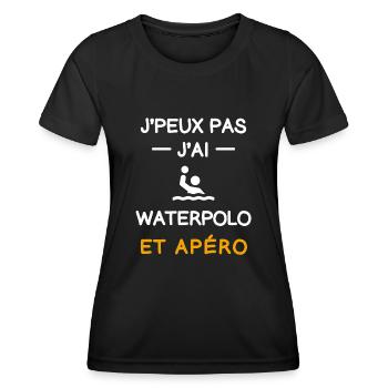 Ich kann nicht, ich habe Wasserball, Aperitif, Polo - Frauen Funktions-T-Shirt - Schwarz - Vorne - AI Model Female 172 light (172cm)