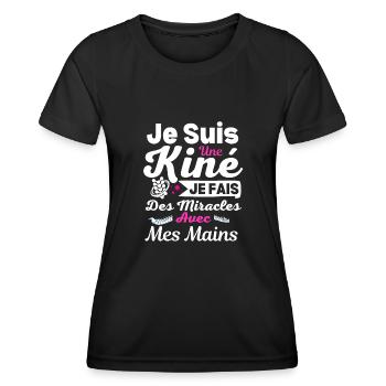 Je Suis Kinésithérapeute je fais des miracles - T-shirt sport Femme - noir - Devant - AI Model Female 172 light (172cm)