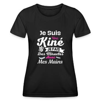 Je Suis Kinésithérapeute je fais des miracles - T-shirt sport Femme - noir - Devant - AI Model Female 172 light (172cm)