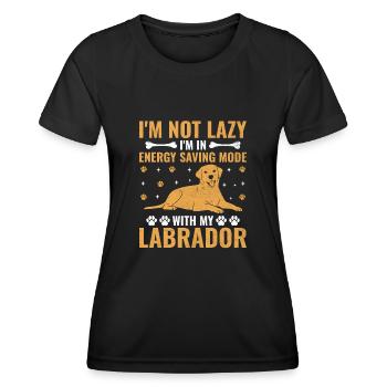 Je ne suis pas paresseux Je suis en mode économie d’énergie avec mon labo - T-shirt sport Femme - noir - Devant - AI Model Female 172 light (172cm)