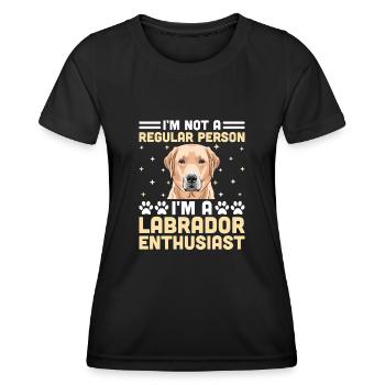 Ich bin kein normaler Mensch, ich bin ein Labrador-Enthusiast - Frauen Funktions-T-Shirt - Schwarz - Vorne - AI Model Female 172 light (172cm)