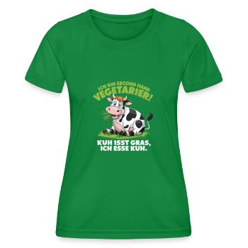 Ich Bin Second Hand Vegetarier Kuh Isst Gras Ich - Frauen Funktions-T-Shirt - Kelly Green - Vorne - AI Model Female 172 dark (172cm)