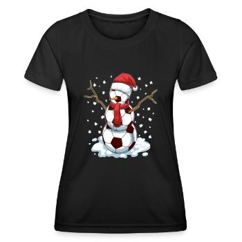 Funny Christmas Soccer Balls Santa Snowman - Frauen Funktions-T-Shirt - Schwarz - Vorne - AI Model Female 172 light (172cm)