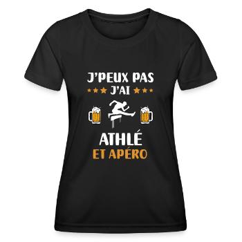 I can't hurdle race aperitif humor gift - Women's Functional T-Shirt - black - Front - AI Model Female 172 light (172cm)