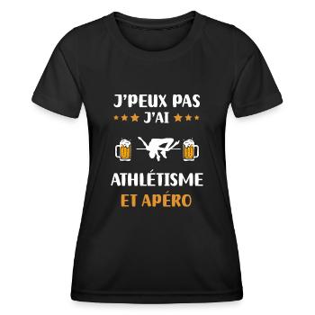 je peux pas j'ai saut en hauteur apéro cadeau - T-shirt sport Femme - noir - Devant - AI Model Female 172 light (172cm)