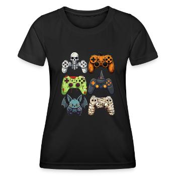 Halloween Gaming Controllers Witch Zombie Mummy - Frauen Funktions-T-Shirt - Schwarz - Vorne - AI Model Female 172 light (172cm)