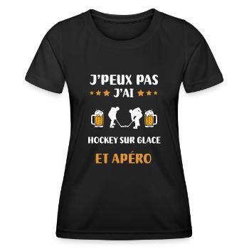Ich kann keinen Eishockey-Aperitif haben - Frauen Funktions-T-Shirt - Schwarz - Vorne - AI Model Female 172 light (172cm)
