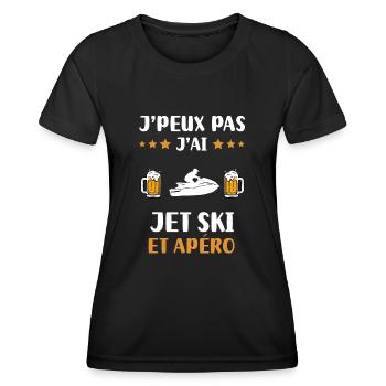 Ich kann nicht Jetski Aperitif Humor Geschenk - Frauen Funktions-T-Shirt - Schwarz - Vorne - AI Model Female 172 light (172cm)