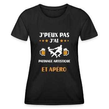 Ich kann keinen Eiskunstlauf-Aperitif haben - Frauen Funktions-T-Shirt - Schwarz - Vorne - AI Model Female 172 light (172cm)