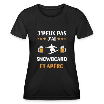 Ich kann nicht Snowboard Aperitif Humor Geschenk - Frauen Funktions-T-Shirt - Schwarz - Vorne - AI Model Female 172 light (172cm)