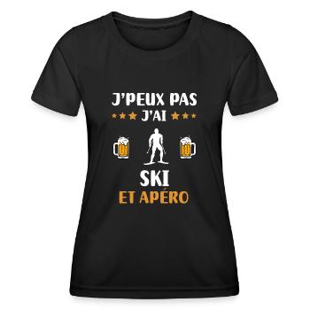 je peux pas j'ai ski apéro humour cadeau - T-shirt sport Femme - noir - Devant - AI Model Female 172 light (172cm)