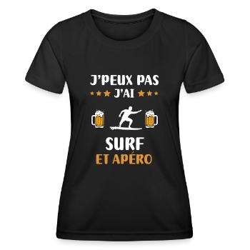 I can't I have surf man aperitif humor gift - Women's Functional T-Shirt - black - Front - AI Model Female 172 light (172cm)