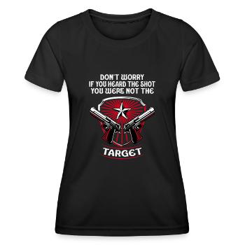 Entendu le coup de feu Jamais la cible Sniper - T-shirt sport Femme - noir - Devant - AI Model Female 172 light (172cm)