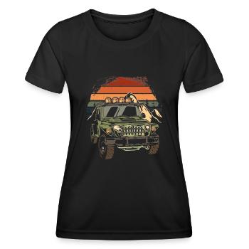 Off Road 4X4 Vintage Rétro Années 70 Coucher de soleil Off Road - T-shirt sport Femme - noir - Devant - AI Model Female 172 light (172cm)