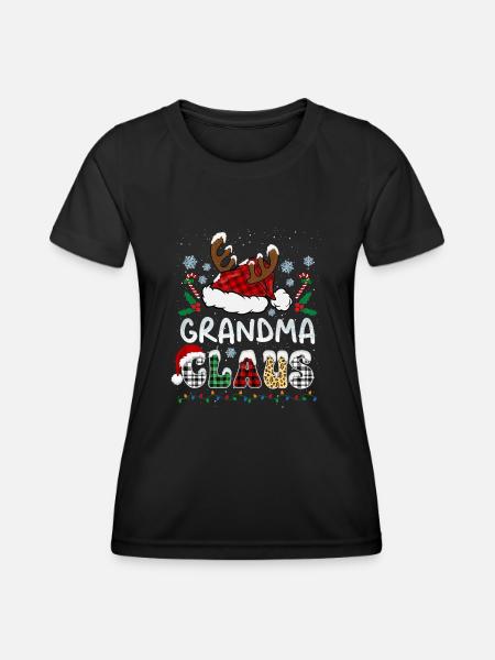 Grandma Claus Xmas Santa Hat Christmas - Women's Functional T-Shirt - black