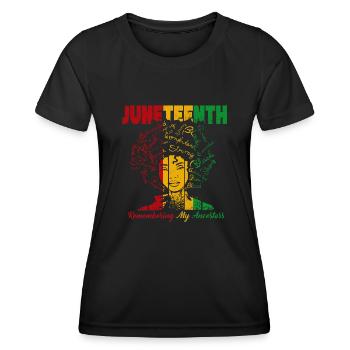 Juneteenth 1865 : Se souvenir de mes ancêtres - T-shirt sport Femme - noir - Devant - AI Model Female 172 light (172cm)