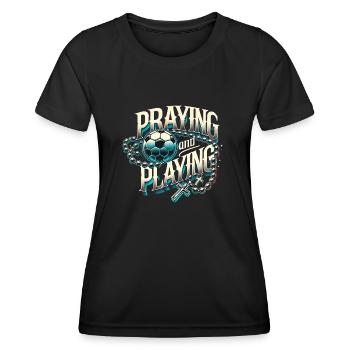 Fußballbegeisterter Wettbewerb Religiöser Trainer - Frauen Funktions-T-Shirt - Schwarz - Vorne - AI Model Female 172 light (172cm)