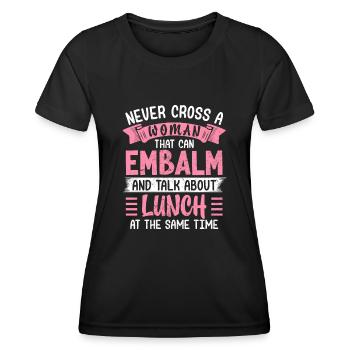 Lustige Beerdigung Leichenbestatter Damen Einbalsamierung Leichenhalle - Frauen Funktions-T-Shirt - Schwarz - Vorne - AI Model Female 172 light (172cm)