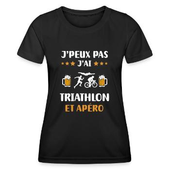 Ich kann nicht haben Triathlon Aperitif Humor Geschenk - Frauen Funktions-T-Shirt - Schwarz - Vorne - AI Model Female 172 light (172cm)