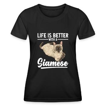 Chat siamois Chat siamois - T-shirt sport Femme - noir - Devant - AI Model Female 172 light (172cm)