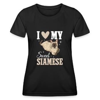 Chat siamois Chat siamois - T-shirt sport Femme - noir - Devant - AI Model Female 172 light (172cm)
