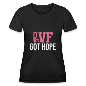 FIV Got Hope Drôle Infertilité FIV Mom Ovule - T-shirt sport Femme - noir - Devant - AI Model Female 172 light (172cm)