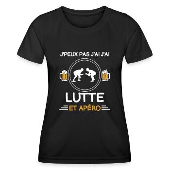 I can't I have Lutte apéro lutteur - Frauen Funktions-T-Shirt - Schwarz - Vorne - AI Model Female 172 light (172cm)