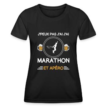 je peux pas j'ai marathon apéro coureur - T-shirt sport Femme - noir - Devant - AI Model Female 172 light (172cm)