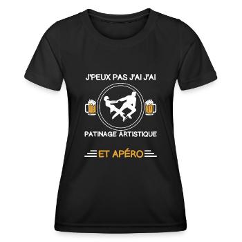 Ich kann keinen Eiskunstlauf-Aperitif haben - Frauen Funktions-T-Shirt - Schwarz - Vorne - AI Model Female 172 light (172cm)