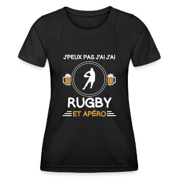 I can't I have rugby man aperitif rugbyman - Women's Functional T-Shirt - black - Front - AI Model Female 172 light (172cm)