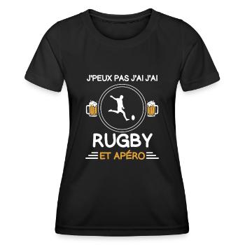 I can't I have rugby aperitif rugby player - Women's Functional T-Shirt - black - Front - AI Model Female 172 light (172cm)