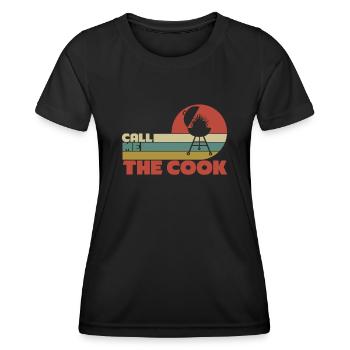 Cuisson BBQ Barbecue Poitrine de bœuf Steak - T-shirt sport Femme - noir - Devant - AI Model Female 172 light (172cm)