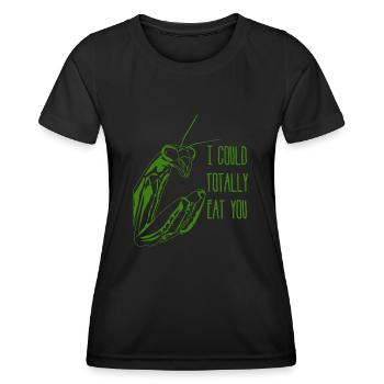 Praying Mantis Joke - Frauen Funktions-T-Shirt - Schwarz - Vorne - AI Model Female 172 light (172cm)