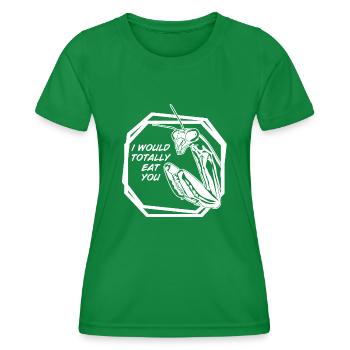 Praying Mantis Joke Insect - Frauen Funktions-T-Shirt - Kelly Green - Vorne - AI Model Female 172 dark (172cm)