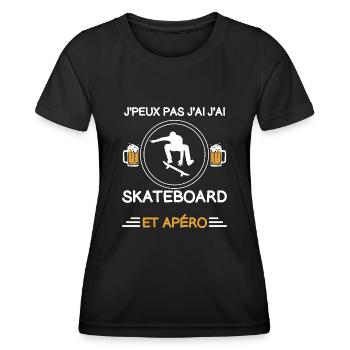 je peux pas j'ai skateboard apéro skateboardeur - T-shirt sport Femme - noir - Devant - AI Model Female 172 light (172cm)