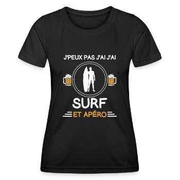 I can't I have surf apéro surfer - Frauen Funktions-T-Shirt - Schwarz - Vorne - AI Model Female 172 light (172cm)