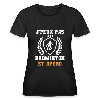 je peux pas j'ai badminton et apéro humour - T-shirt sport Femme - noir - Devant - AI Model Female 172 light (172cm)