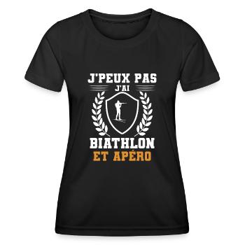 I can't I have biathlon and humorous aperitif - Frauen Funktions-T-Shirt - Schwarz - Vorne - AI Model Female 172 light (172cm)